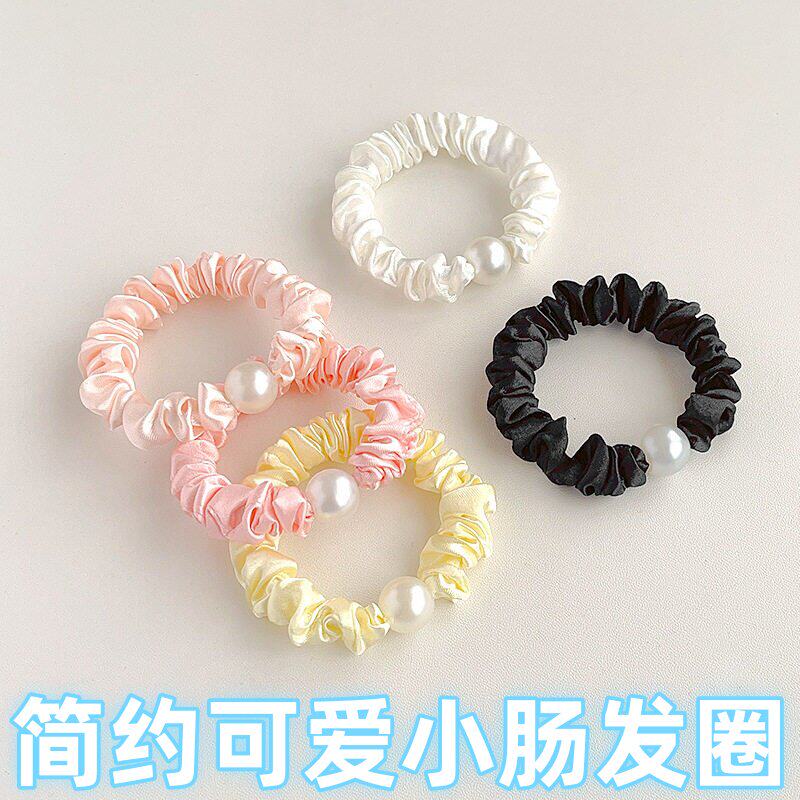 简约珍珠色丁小肠发圈韩版百搭