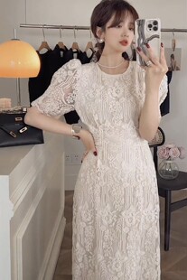 春夏初恋气质款网纱刺绣度假风长裙夏季