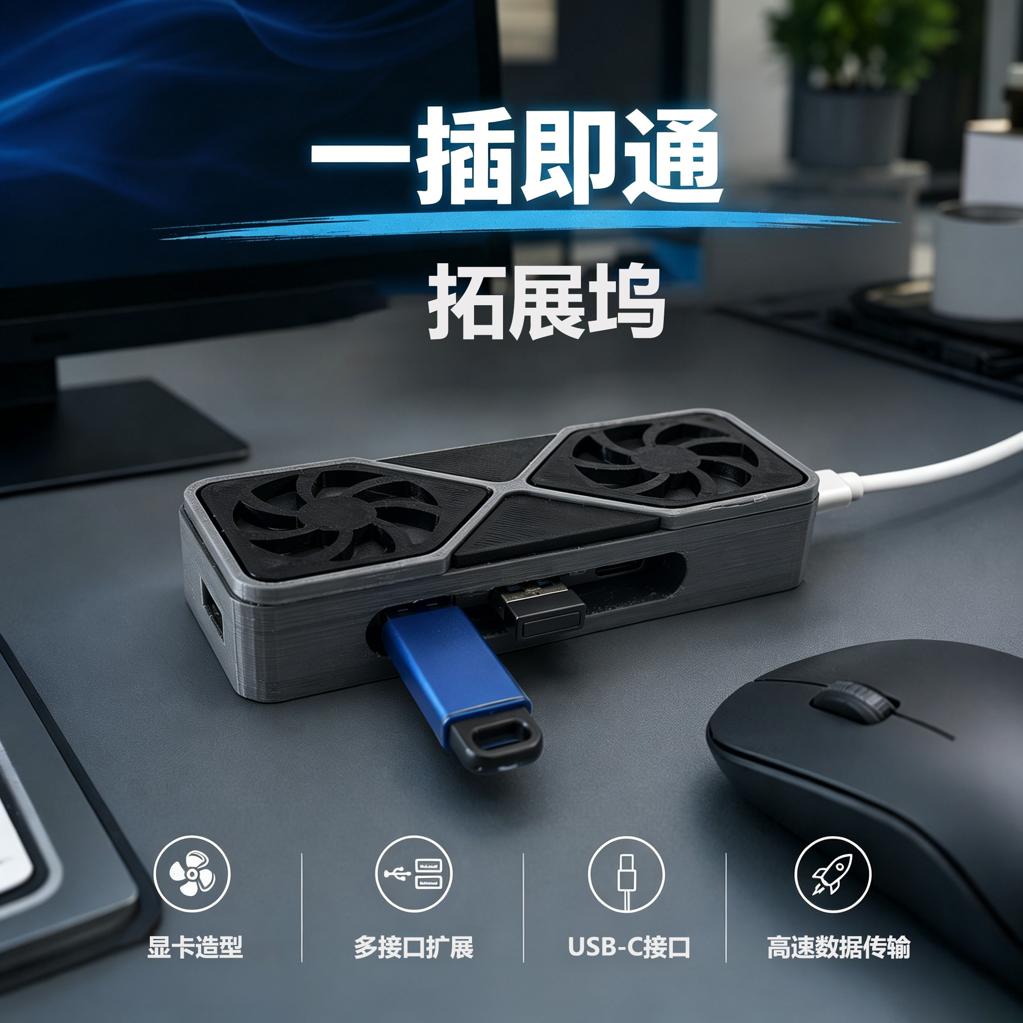 显卡 拓展坞集线器笔记本电脑usb多接口扩展器外接u盘硬转换接头图片