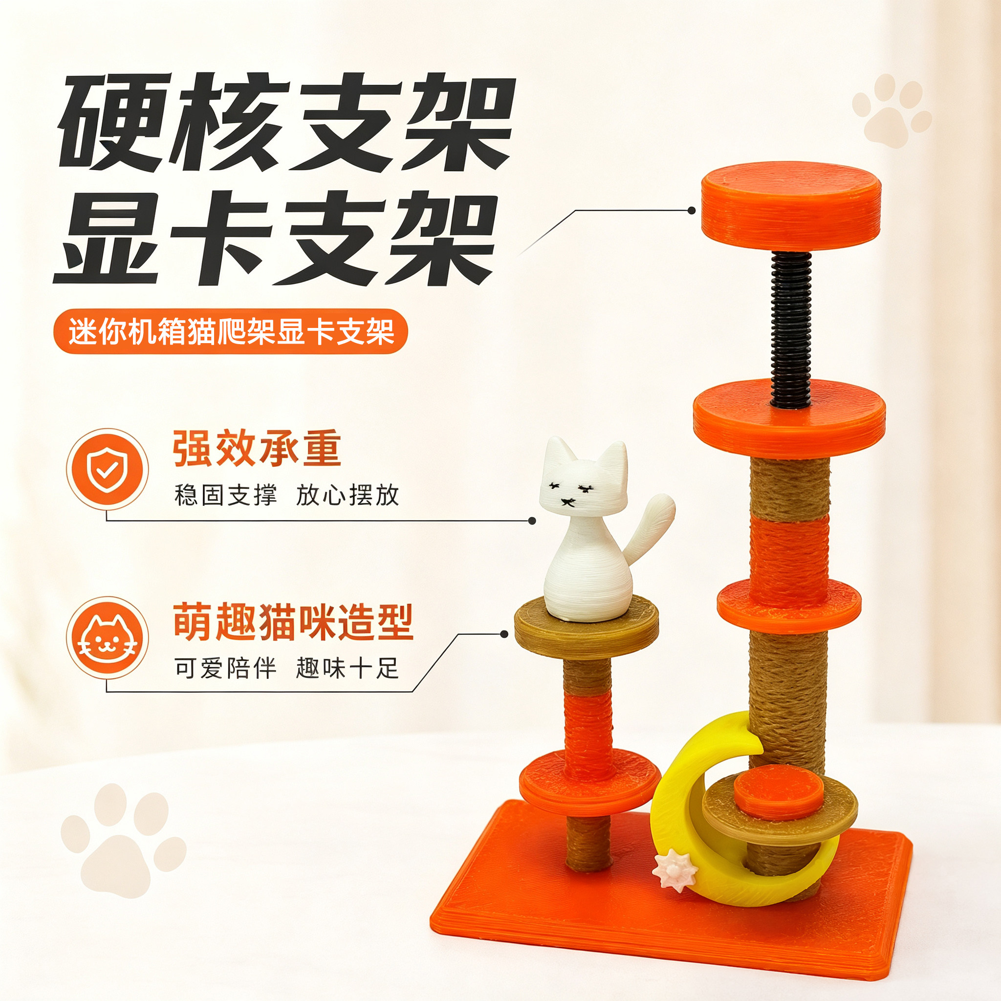 创意显卡支架手办猫爬架支架 支撑架显卡装饰摆件海景房机箱支架图片