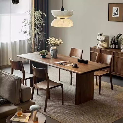 北美黑胡桃木餐桌全实木长桌子