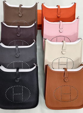 202秋冬手工蜡线伊芙琳evelyne宽肩带单肩斜跨TC牛皮23CM镂空女包