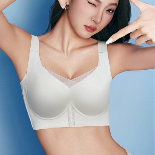俏丹莉9531D软钢圈内衣薄大胸显小水晶杯全罩杯收副乳调整型文胸