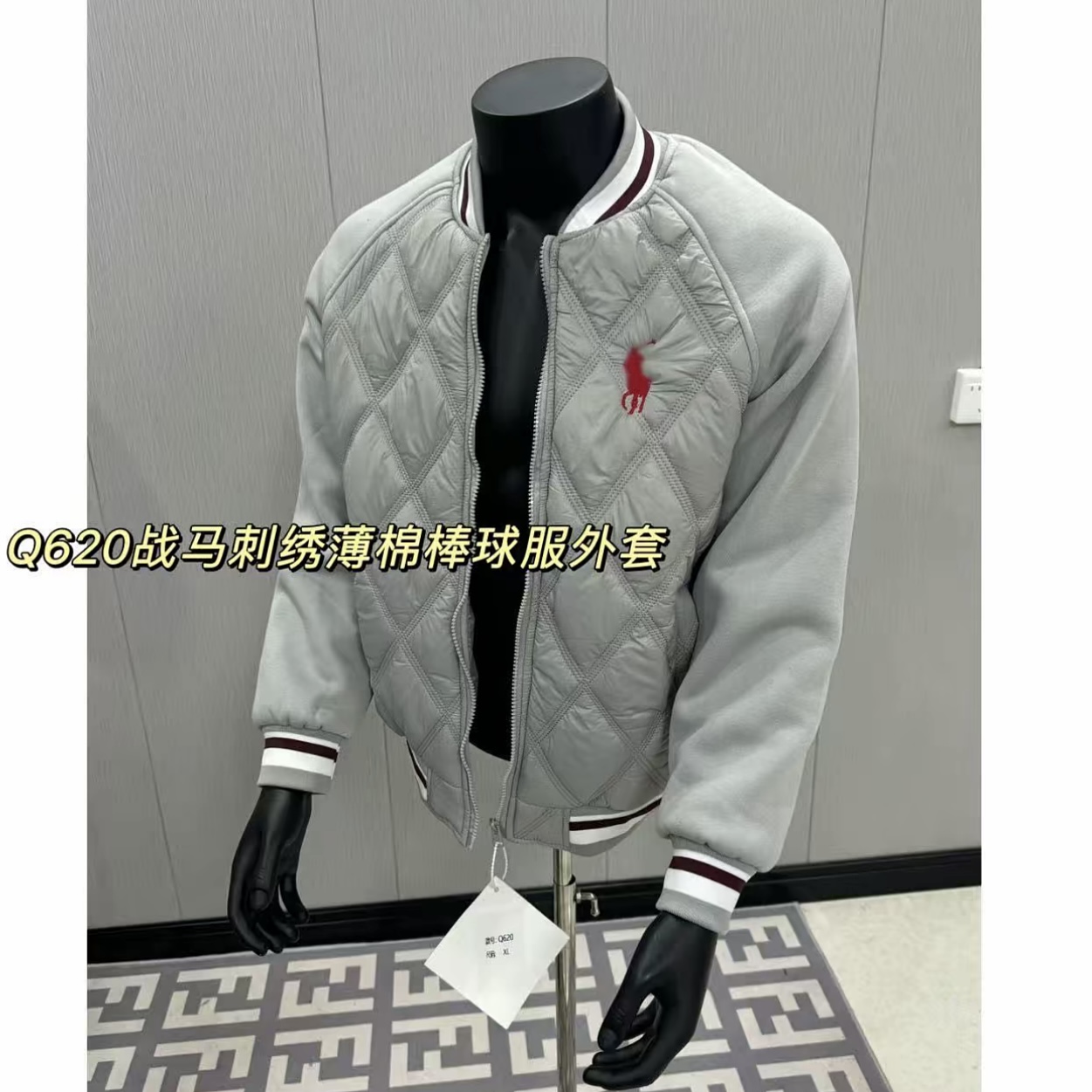 2025冬季新款小马菱格棉服男生国潮穿搭夹棉棒球服棉衣加厚棉袄潮
