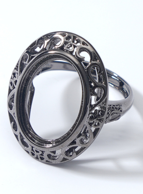 雅缤女黄铜复古空托戒指