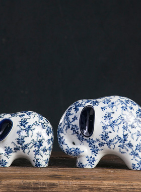 中式风田园摆件母子象