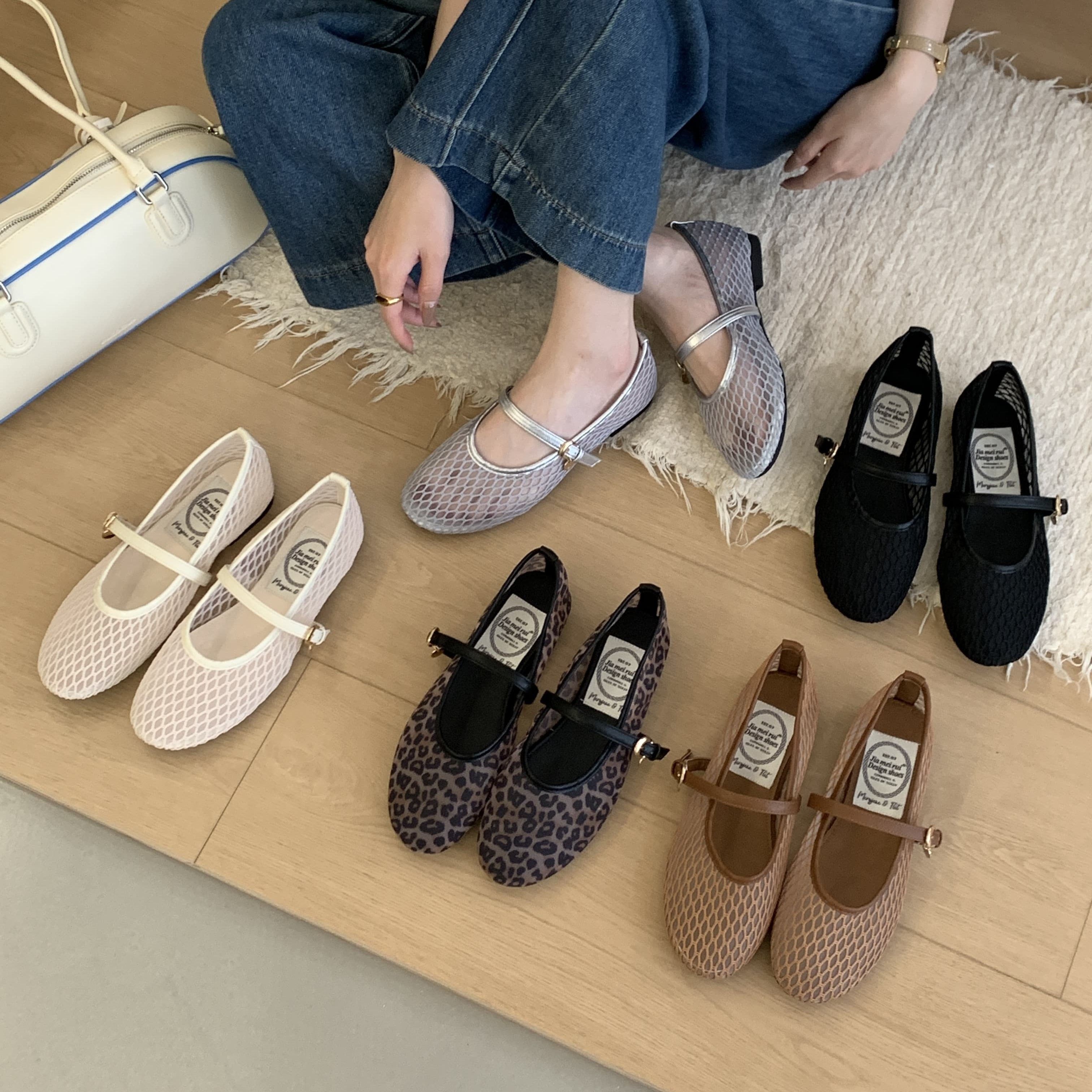 复古风镂空玛丽珍鞋女平跟一字带网布透气软底浅口单鞋软底奶奶鞋,女鞋,浅口单鞋,淘宝优惠券,粉丝福利购,淘宝优惠卷