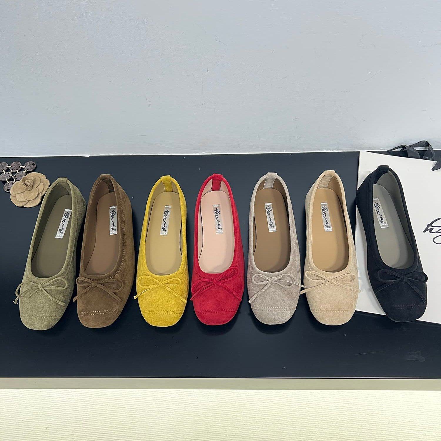 蝴蝶结浅口单鞋女平底芭蕾舞鞋绒面多色百搭舒适瓢鞋2026磨砂真皮,女鞋,浅口单鞋,淘宝优惠券,粉丝福利购,淘宝优惠卷