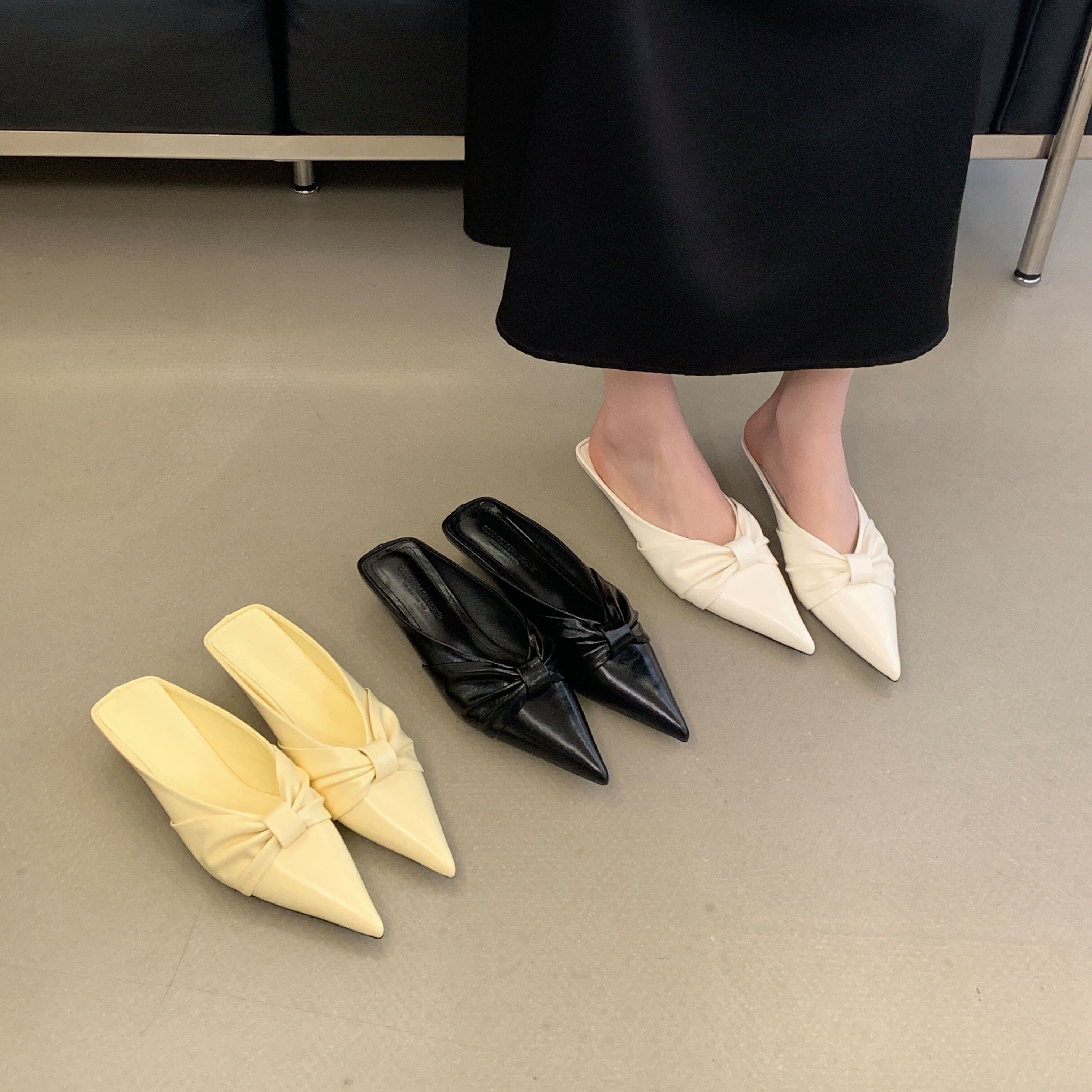 法式气质尖头包头半拖鞋女外穿一脚蹬猫跟百搭裙子轻熟风懒人凉拖,女鞋,包头拖,淘宝优惠券,粉丝福利购,淘宝优惠卷