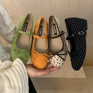 百搭芭蕾舞鞋 法式 森女平底内增高圆头浅口单鞋 蝴蝶结玛丽珍鞋 韩式