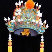 软王帽 戏曲演出 皇帝帽 王爷头饰 舞台表演 戏剧京剧 京剧九龙冠