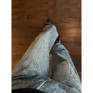 Bonheur流星雨烫钻牛仔裤女2026新款满天星重工巴黎辣妹爆闪长裤