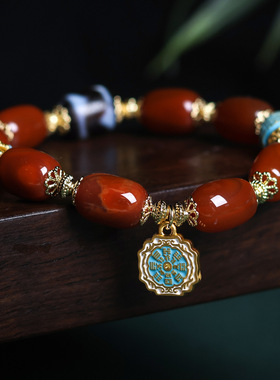 南红玛瑙桶珠手串藏饰新款