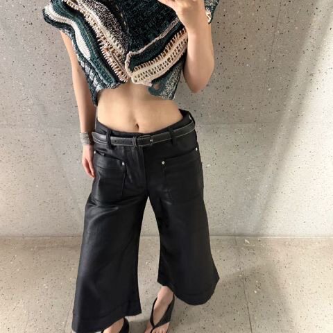 Bonheur美式复古皮裤女七