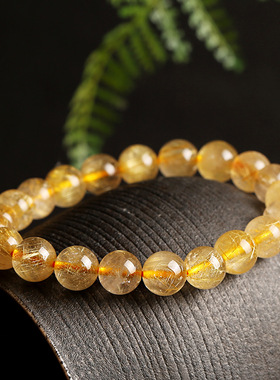 9mm金发晶手链串珠女天然