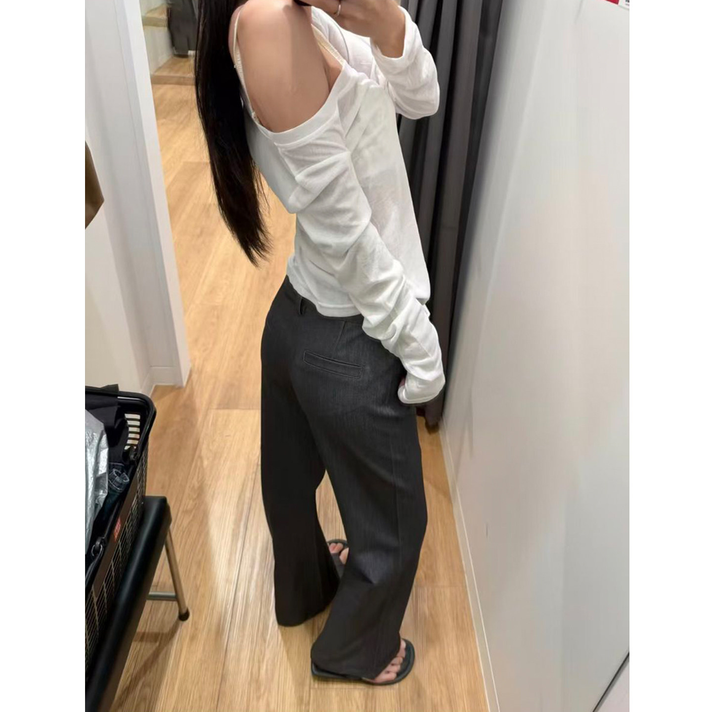 Bonheur韩系复古西装裤女慵懒垂感老钱风高级低腰西裤微喇休闲裤