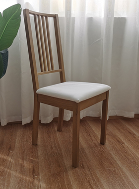 北欧风格原木餐椅伯尔杰靠背椅成人橡木软包椅子