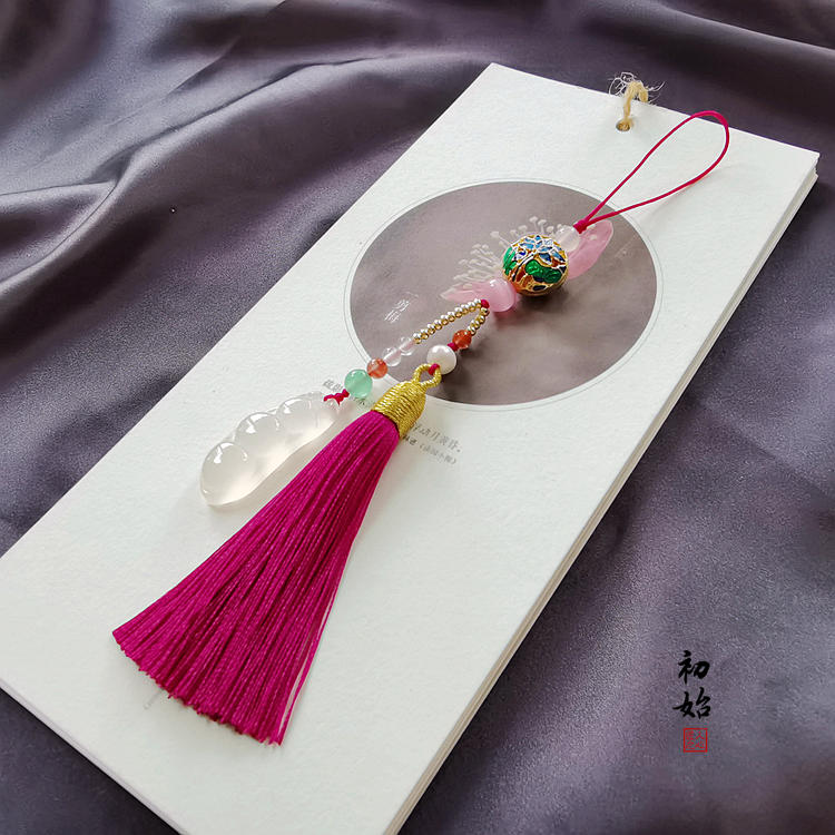 原创手工天然玉髓四季平安流苏旗袍压襟挂件个性服装盘扣汉服配饰