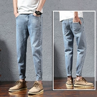 Quần jeans nam 9 điểm mùa hè phiên bản mỏng của Hàn Quốc xu hướng tự tu luyện quần nam chân hoang dã giản dị quần chín điểm nam - Quần jean quần sooc nam