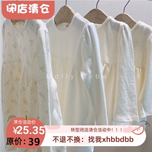 纯日系 女童新款 裙式 上衣 娃娃衫 100 T裙 搭配bi备 纯棉长袖