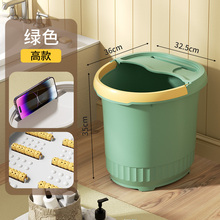 手提耐摔带盖加高加厚足浴桶泡脚桶过小腿足浴盆塑料洗脚桶泡脚盆