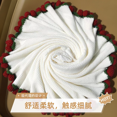 成品手工钩织玫瑰花束毯子
