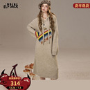 妖精 甜美新年穿搭 口袋彩虹提花连帽针织连衣裙女2025年秋冬新款