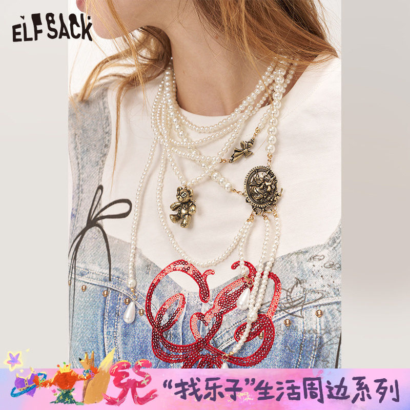 妖精的口袋复古宫廷风多层叠戴珍珠项链女2026轻奢高级感毛衣链子