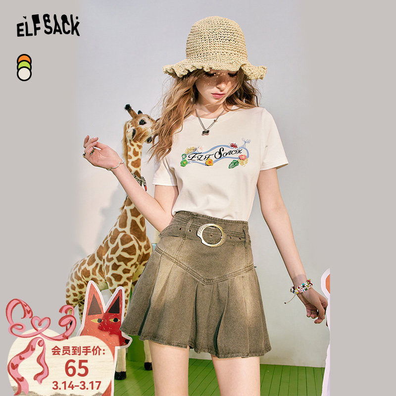 妖精的口袋立体钩花白色短袖t恤女2025夏新款休闲小个子独特上衣