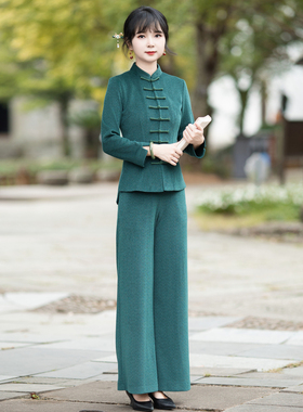 筠雅早秋时尚御姐套装女复古气质时尚减龄时髦新中式两件套23J263