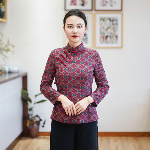 筠雅春季新款中国风收腰显瘦新中式盘扣上衣年轻款唐装女装24J313
