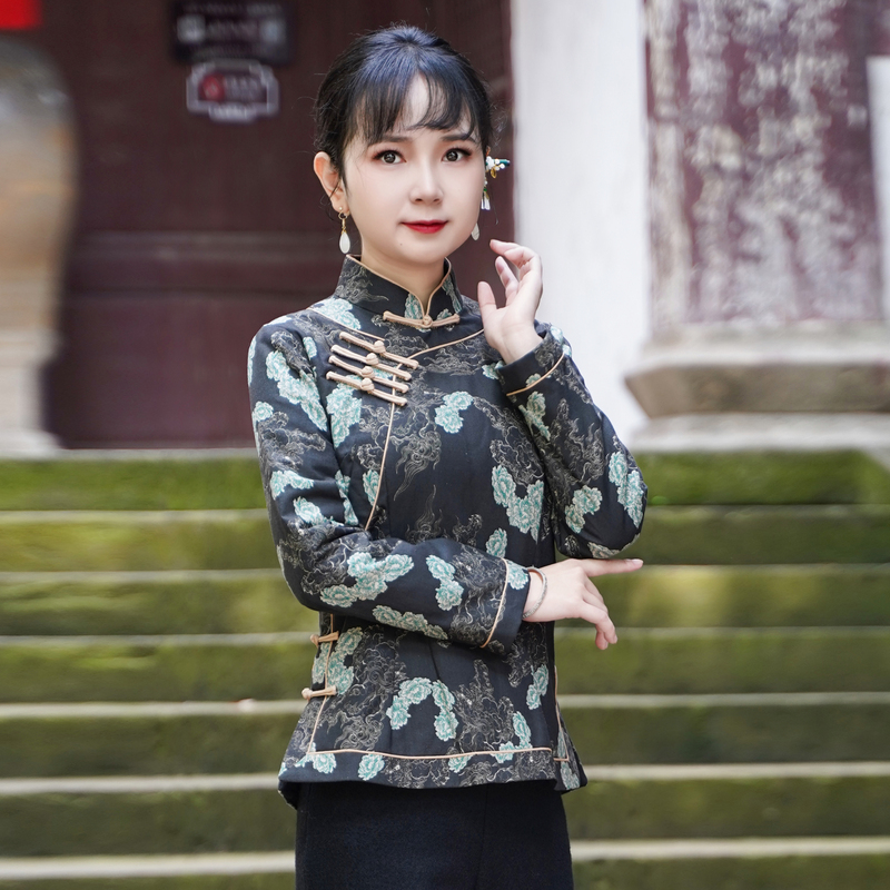 筠雅唐装女冬季棉袄外套加厚保暖旗袍民族风改良中式女装 23J618