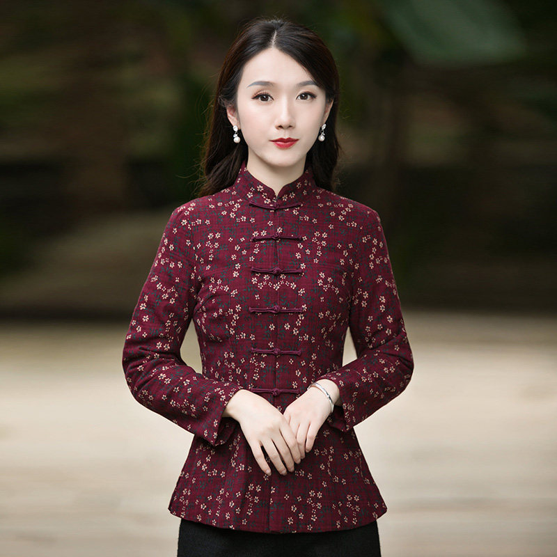 筠雅唐装女冬棉袄改良偏襟盘扣中式高级棉衣中式棉服中国风女装