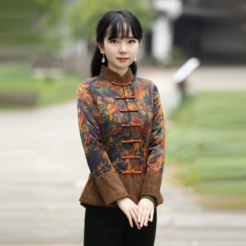 筠雅唐装女中国风改良旗袍上衣收腰显瘦复古时尚新中式女装22R837