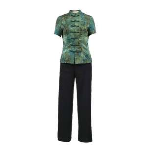 筠雅夏季新款修身显瘦中国风套装复古温婉减龄气质两件套女24J239