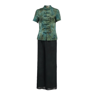 筠雅夏季新款修身显瘦中国风套装复古温婉减龄气质两件套女24J239