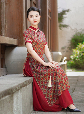 筠雅夏季新款改良旗袍女复古时尚优雅改良年轻款新中式女装24F007