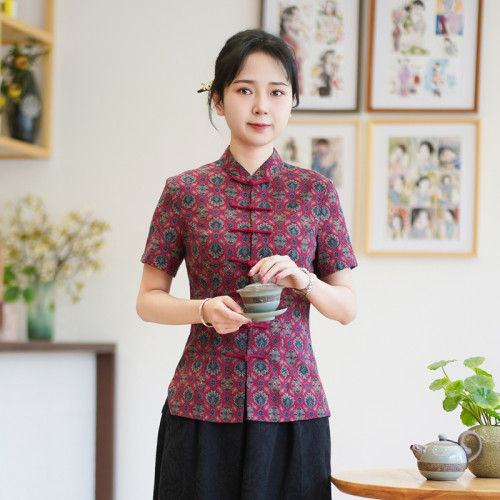 棉夏季新款收腰显瘦新中式女装