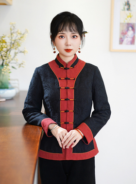 筠雅唐装女中国风冬棉袄旗袍小袄夹棉加厚保暖中式盘扣上衣24J359