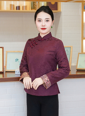 筠雅冬季新款唐装加厚中式复古小棉袄中国风直筒保暖棉衣女26J010