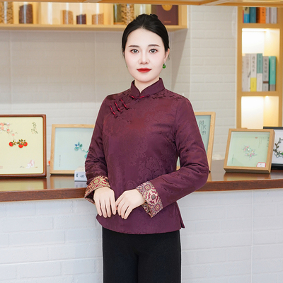 筠雅冬季新款唐装加厚中式复古小棉袄中国风直筒保暖棉衣女26J010