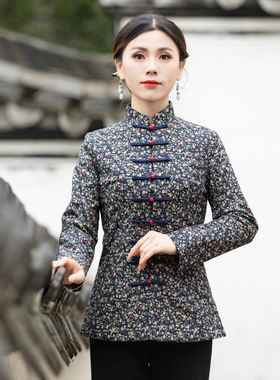 筠雅中国风女装改良唐装上衣女冬季新款年轻款中式盘扣女装23J626