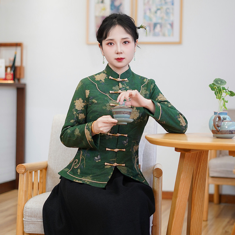 筠雅冬季新款中国风加厚保暖唐装上衣旗袍棉衣棉服中式女装25J468