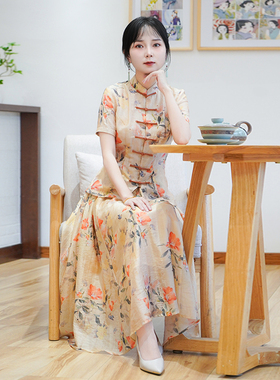 筠雅夏季新款新中式国风套装复古温婉减龄气质大方两件套女24R623