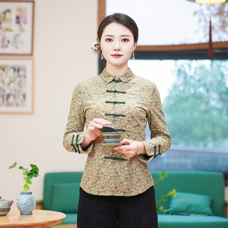 筠雅新中式国风女装复古唐装盘扣2025上衣外套禅意佛系茶服24J079