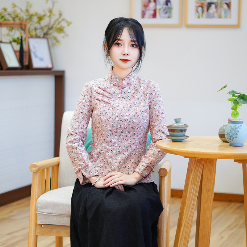 筠雅春季新款中国风唐装上衣修身显瘦气质年轻款新中式女装25J031