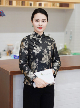 筠雅冬季新款加厚保暖显瘦唐装上衣旗袍棉衣棉服新中式女装24J380