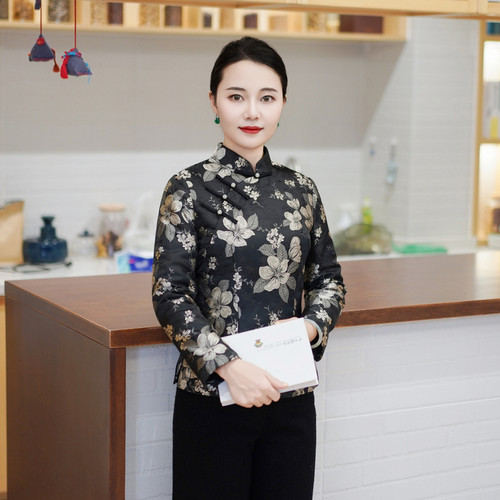 筠雅冬季新款加厚保暖显瘦唐装上衣旗袍棉衣棉服新中式女装24J380