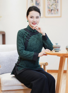 筠雅冬季新款唐装女中国风旗袍小袄加厚保暖新中式盘扣棉衣24J446