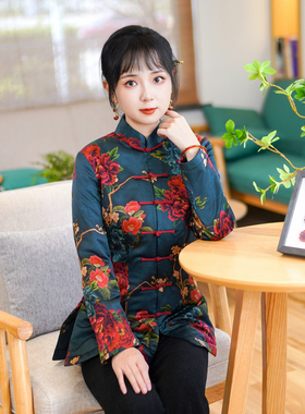 筠雅冬季新款唐装女中国风旗袍小袄夹棉加厚保暖新中式棉衣24R800